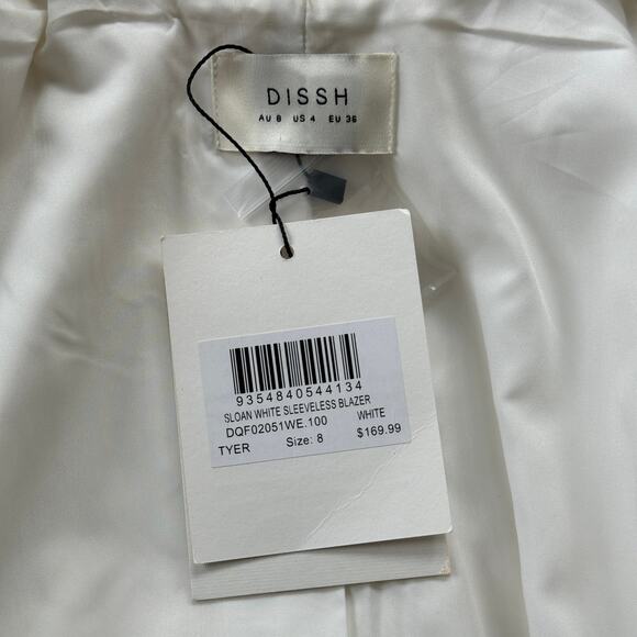 DISSH Sloan White‎ Sleeveless Linen Blend Vest US 4 AU 8 NWT - Picture 5 of 10